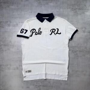 Y2K White Polo Ralph Lauren 67 Rugby Polo Shirt